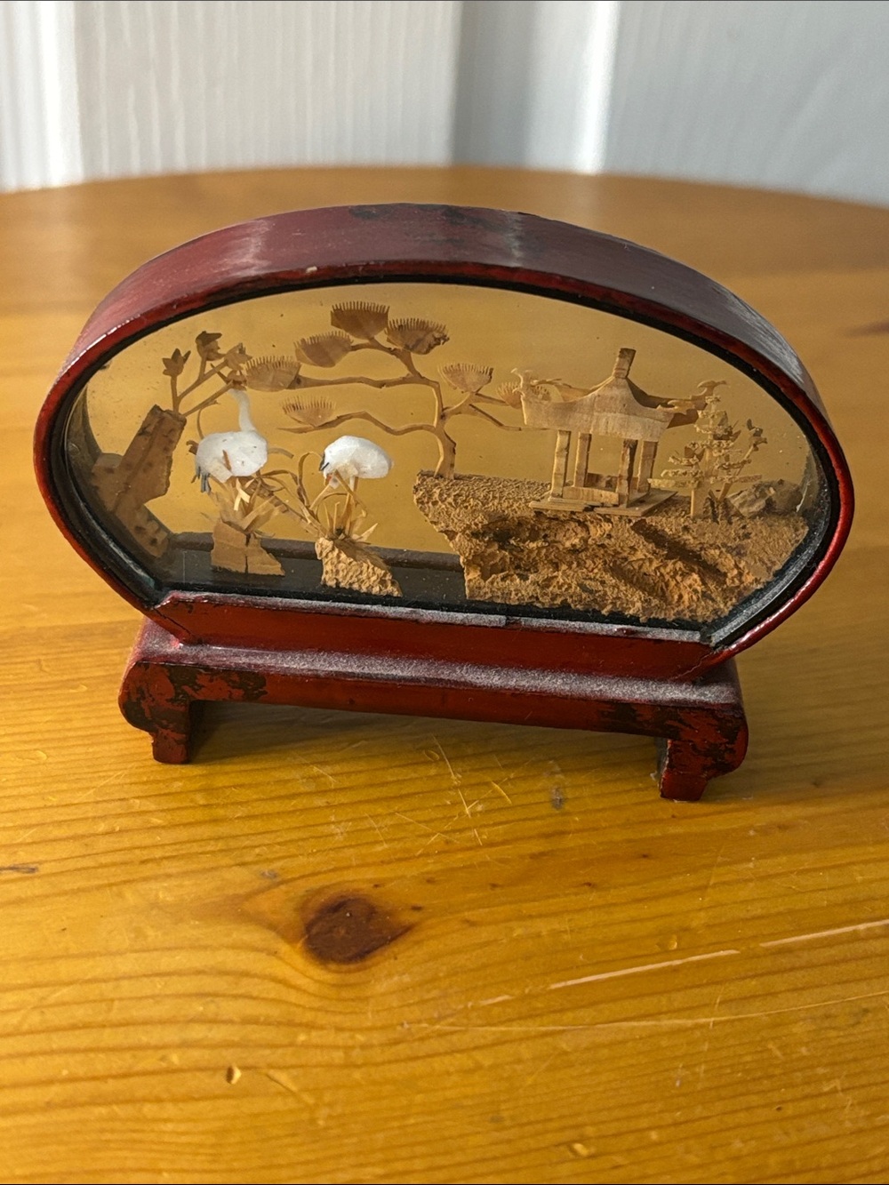 Vintage Asian Lacquer Miniature Landscape Figurine